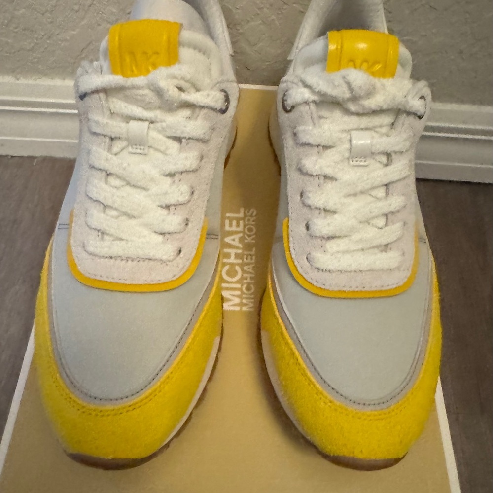 Michael Kors Yellow and White with Silver Sneakers